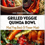 Colorful grilled vegetable quinoa bowl topped with roasted peppers and greens, ideal for Healthy Bowls Recipes.